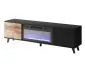 Szafka RTV RANDOM 180 dąb wotan/czarna z kominkiem elektrycznym I sklep meblowy MIRAT. styl RYFLOWANY kolekcja RANDOM