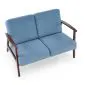 Sofa MILANO 2S niebieska/orzech dwuosobowa PRL I sklep meblowy MIRAT. styl SKANDYNAWSKI, VINTAGE