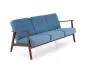 Sofa MILANO 3S niebieska/orzech trzyosobowa PRL I sklep meblowy MIRAT. styl SKANDYNAWSKI, VINTAGE