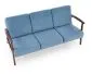 Sofa MILANO 3S niebieska/orzech trzyosobowa PRL I sklep meblowy MIRAT. styl SKANDYNAWSKI, VINTAGE