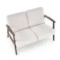 Sofa MILANO 2S jasna beżowa/orzech dwuosobowa tapicerowana I sklep meblowy MIRAT. styl SKANDYNAWSKI, VINTAGE