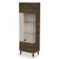 Przeszklona witryna wysoka RANDOM 2 W-1 60cm orzech/kaszmirowa I sklep meblowy MIRAT. styl RYFLOWANY kolekcja RANDOM