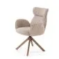 Krzesło tapicerowane K585 beżowe/orzechowe obracane 360 stopni I sklep meblowy MIRAT. styl SKANDYNAWSKI