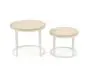 Zestaw 2 stolików kawowych OREO trawertyn/biały okrągłych I sklep meblowy MIRAT.