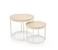 Zestaw 2 stolików kawowych OREO trawertyn/biały okrągłych I sklep meblowy MIRAT.