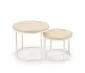 Zestaw 2 stolików kawowych OREO trawertyn/biały okrągłych I sklep meblowy MIRAT.