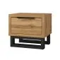 Szafka nocna HALLE 1S dąb wotan mat/czarna stojąca I sklep meblowy MIRAT. styl LOFT, SKANDYNAWSKI