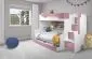 Łóżko wielofunkcyjne CISA 200x120 białe/różowe ze schodkami | MIRAT. w stylu kolekcja