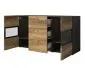 Komoda BAROS 2D3S 132cm orzech/czarna szeroka I sklep meblowy MIRAT. styl LOFT kolekcja BAROS