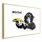 Plakat Banksy: Małpa 30x21 cm z ramą złotą z marginesem | MIRAT.