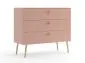 Komoda LEBEL 2 różowa z trzema szufladami | MIRAT. styl SKANDYNAWSKI kolekcja LEBEL