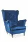 Welurowy granatowey fotel tapicerowany z pikowaniem Lady Velvet