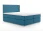 Łóżko kontynentalne MELROSE 160 ciemno niebieskie velvet z pojemnikiem i materacem | MIRAT. styl GLAMOUR
