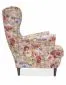 Szary kwiecisty fotel tradycyjny na drewnianych nogach Lord