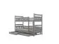 Łóżko piętrowe BARTEK 200x80 szare drewniane trzyosobowe z szufladami | MIRAT. kolekcja BARTEK
