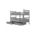 Łóżko piętrowe BARTEK 180x90 szare drewniane z szufladami | MIRAT.  kolekcja BARTEK