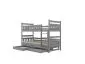 Łóżko piętrowe BARTEK 180x80 szare drewniane trzyosobowe z szufladami | MIRAT.  kolekcja BARTEK