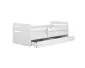 Łóżko dziecięce TOMI białe z barierką i szufladą | MIRAT.