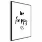 Plakat Be happy 21x30 cm z ramą czarną z marginesem | MIRAT.