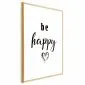 Plakat Be happy 29,7x42 cm z ramą złotą z marginesem | MIRAT.