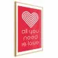 Plakat Kochajmy się 21x30 cm z ramą złotą z marginesem | MIRAT.