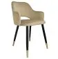 Krzesło NAPO VELVET GOLD beżowe na czarnych nogach do salonu | MIRAT. styl GLAMOUR
