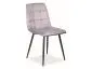 Szare tapicerowane krzesło aksamitne pikowane z czarnymi nogami nowoczesne MILA VELVET