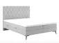 Łóżko kontynentalne IBETIO 160x200 jasno szare velvet z pojemnikiem do sypialni | MIRAT. styl GLAMOUR