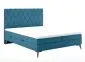 Łóżko kontynentalne IBETIO 160 ciemno niebieskie velvet z pojemnikiem i materacem | MIRAT. styl GLAMOUR