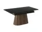 Stół ceramiczny na jednej nodze Monaco 160-200 cm czarny mat orzech | MIRAT styl LOFT