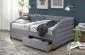 Łóżko tapicerowane NADIA VELVET 120x200 szare z szufladami welurowe I sklep meblowy MIRAT. styl GLAMOUR