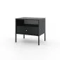 Szafka nocna ISEO 54x39 czarna mat loftowa I sklep meblowy MIRAT. styl GLAMOUR, LOFT, RYFLOWANY kolekcja ISEO