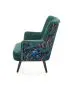 Fotel do salonu PAGONI VELVET ciemnozielony na drewnianych nogach | MIRAT. styl LOFT