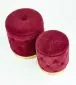 Zestaw puf POLLY VELVET bordowe/złote w stylu glamour | MIRAT. styl GLAMOUR