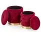 Zestaw puf POLLY VELVET bordowe/złote w stylu glamour | MIRAT. styl GLAMOUR