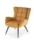 Fotel tapicerowany BYRON musztardowy na metalowych nogach I sklep meblowy MIRAT.