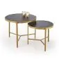 Zestaw 2 stolików FATIMA czarny marmur/złoty okrągły I sklep meblowy MIRAT. styl GLAMOUR