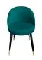 Krzesło TANEW VELVET GOLD morskie z czarnymi nogami tapicerowane | MIRAT. styl GLAMOUR