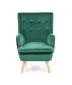 Fotel RAVEL VELVET ciemno zielony/naturalne drewno pikowany | MIRAT.