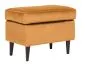 Pufa RON VELVET curry do siedzenia na drewnianych nogach | MIRAT. w stylu GLAMOUR kolekcja
