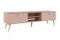 Szafka RTV LEBEL 170 różowa mat na drewnianych nogach I sklep meblowy MIRAT. styl SKANDYNAWSKI kolekcja LEBEL