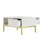 Stolik kawowy AUSTIN 80x60 biały/złoty z szufladami I sklep meblowy MIRAT. styl GLAMOUR