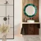 Wiszące lustro okrągłe MORENA TROPICAL 80cm ciemne zielone I sklep meblowy MIRAT.