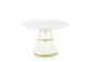 Stół okrągły VEGAS 120x120 biały/złoty na jednej nodze | MIRAT. styl GLAMOUR