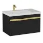 Szafka pod umywalkę VOG 69 cm czarna mat ze złotym uchwytem Wave | MIRAT