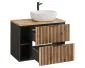Szafka pod umywalkę XILO BLACK WOTAN 82 60cm czarna/dąb + regał - zestaw z blatem ryflowane fronty I sklep meblowy MIRAT. styl LOFT, RYFLOWANY kolekcja XILO