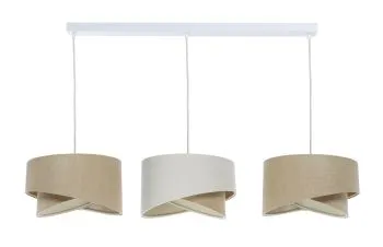 Lampa wisząca na listwie BOHO-CHIC JUTA L3 MIX beżowa/kremowa asymetryczna