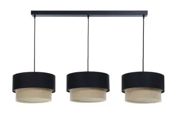 Lampa wisząca na listwie BOHO-CHIC JUTA L3 czarna/beżowa