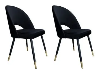 Zestaw krzeseł ISKAR VELVET GOLD 2 szt czarne