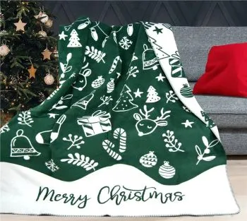 Koc FULL ŚWIĘTA 150x200 zielony/biały Premium